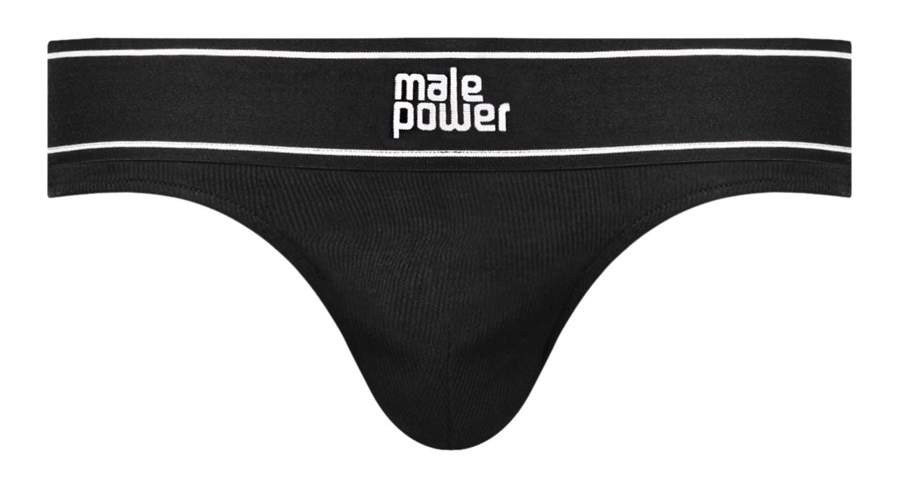 Male Power 442-275 Modal Rib Bong Thong Black