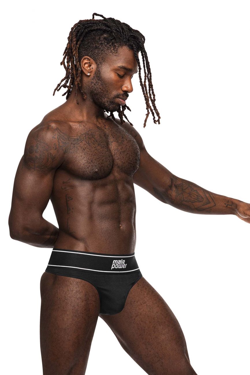 Male Power 442-275 Modal Rib Bong Thong Black