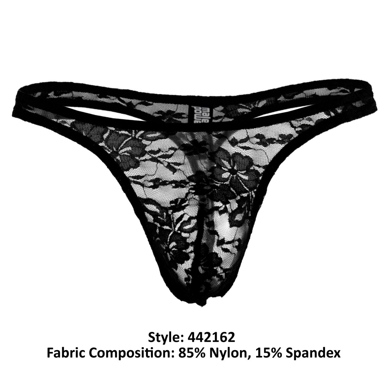 Male Power 442162 Stretch Lace Sexy Thong Black