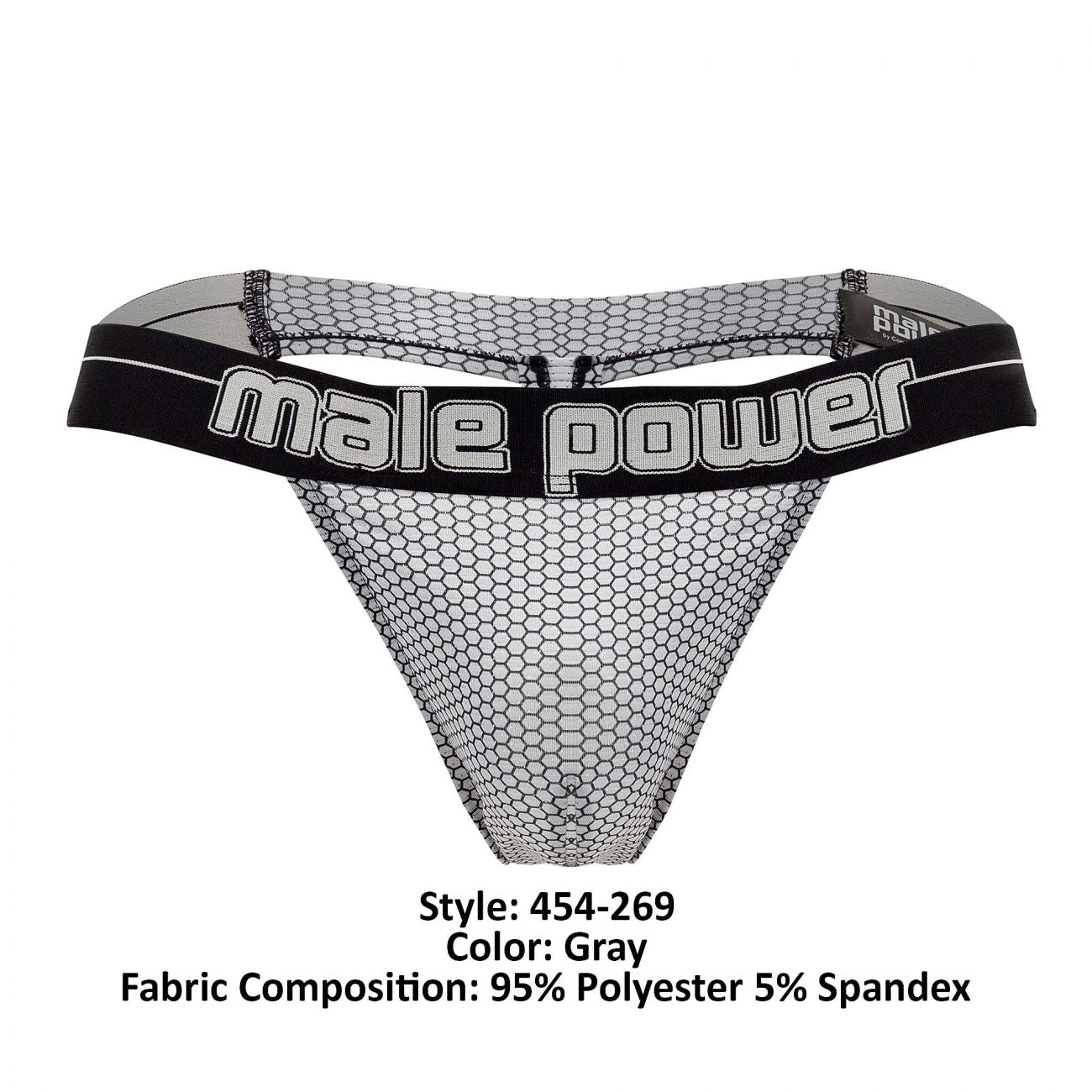 Male Power 454-269 Sexagon Micro V Thong Gray