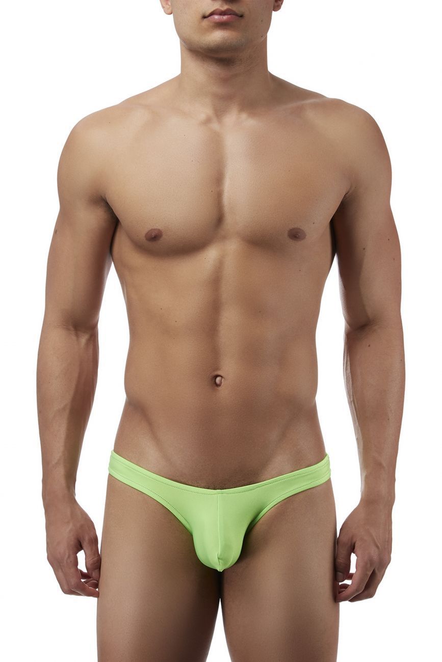Male Power PAK874 Euro Male Spandex Full Cut Thong Lime