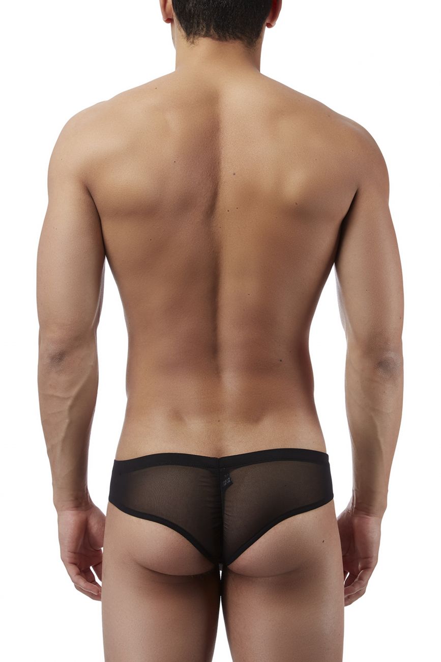 Male Power PAK883 Euro Male Mesh Shirred Pouch Manty Briefs Black
