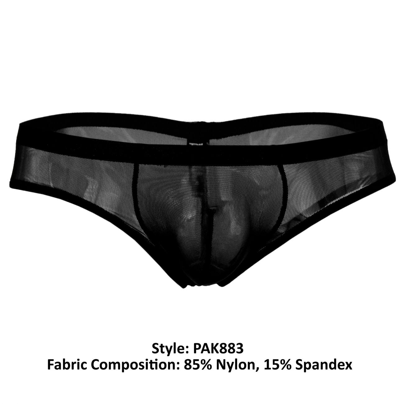 Male Power PAK883 Euro Male Mesh Shirred Pouch Manty Briefs Black