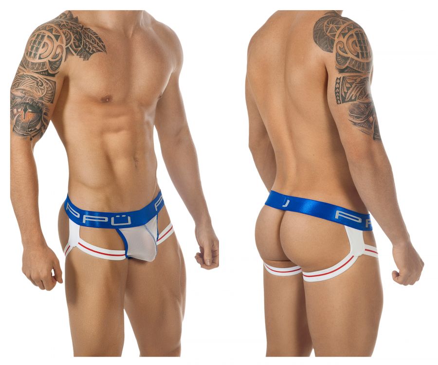 PPU 1601 Jockstrap White Blue