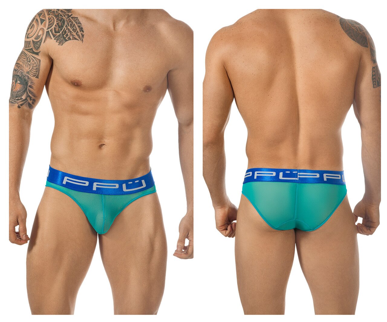 SALE - Male Sheer Mesh Bikini Brief Green