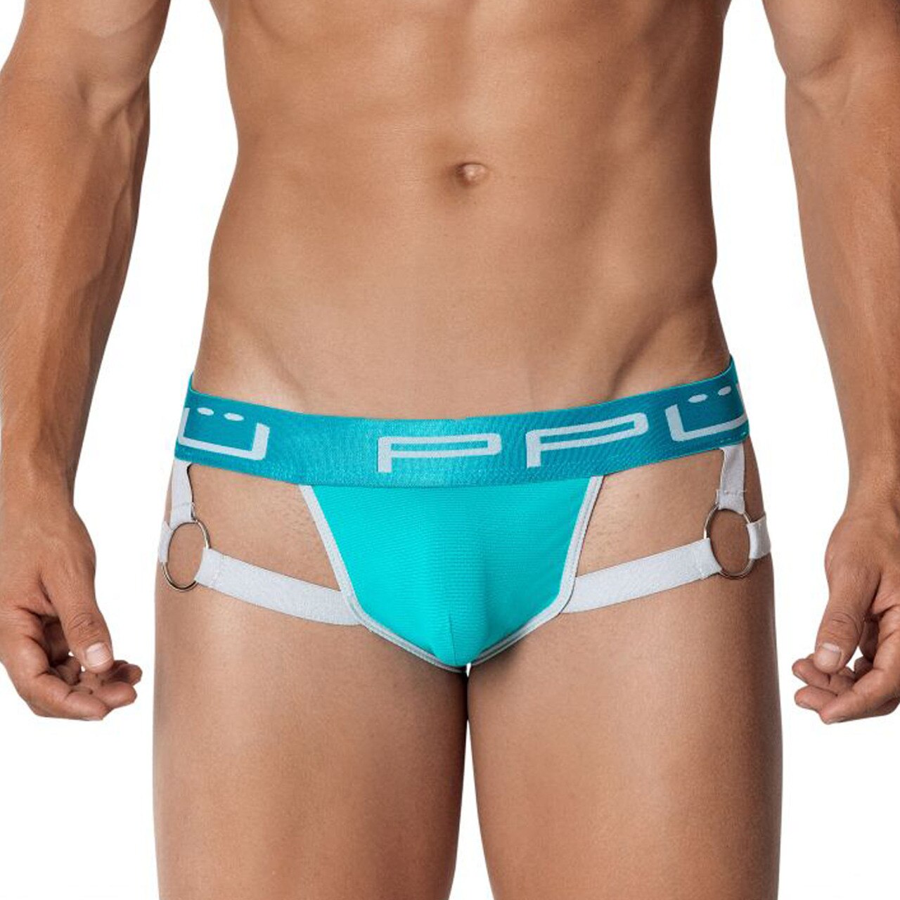 SALE - Mens PPU Underwear Strap Jock Strap with Metal Rings Jade