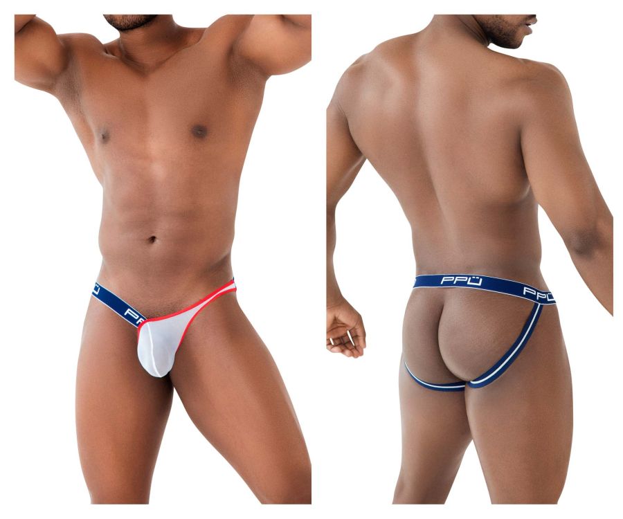 PPU 2308 One Side Mesh Jockstrap Blue