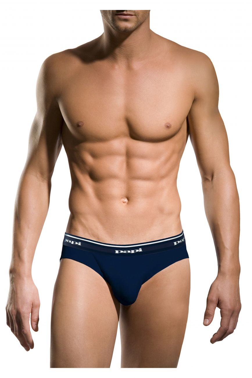 Papi 554101-400 3PK 1X1 Rib Low Rise Brief Light Blue-Cobalt-Navy