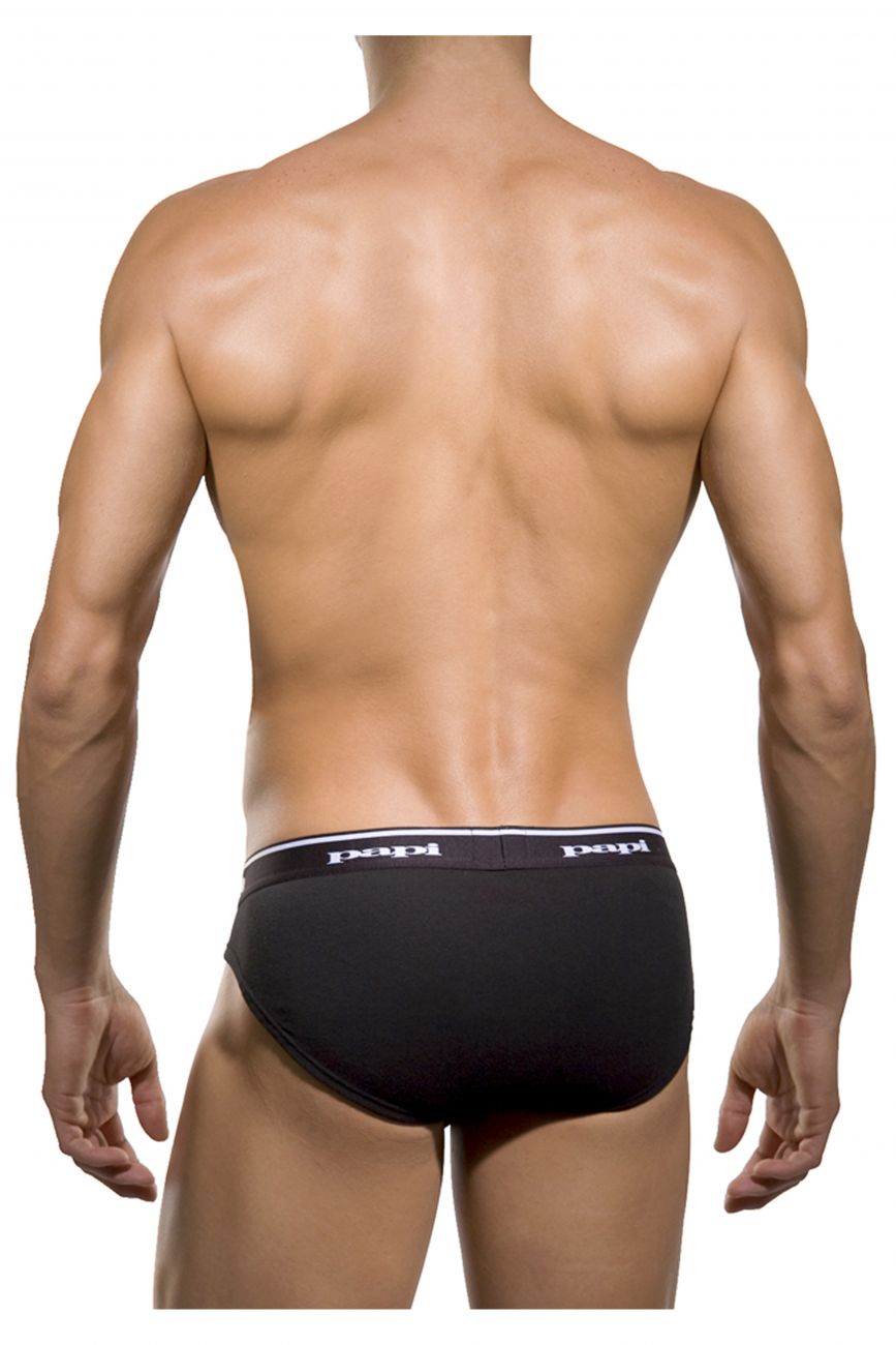 Papi 554101-962 3PK 1X1 Rib Low Rise Brief Black-Charcoal-Gray