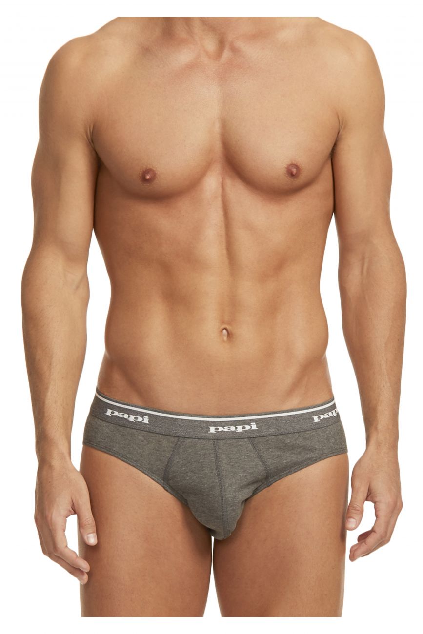 Papi 554101-962 3PK 1X1 Rib Low Rise Brief Black-Charcoal-Gray