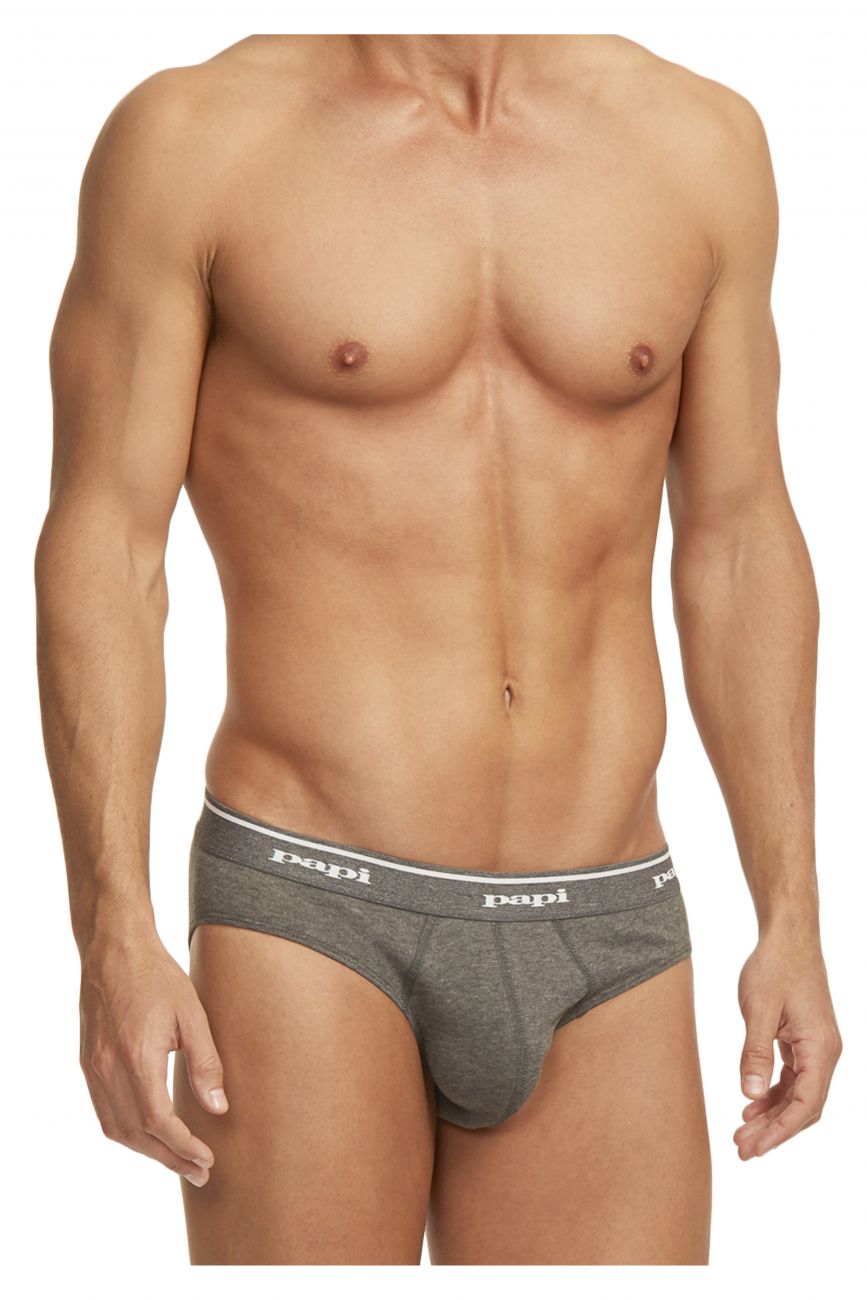Papi 554101-962 3PK 1X1 Rib Low Rise Brief Black-Charcoal-Gray