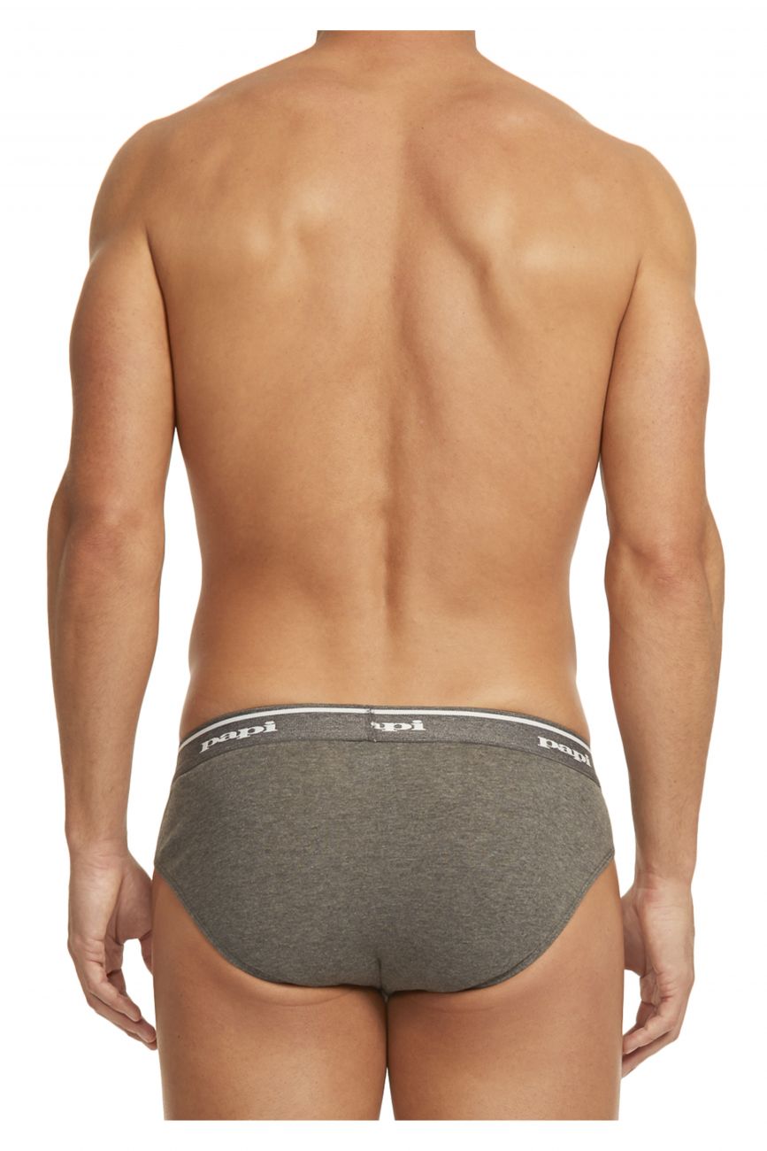 Papi 554101-962 3PK 1X1 Rib Low Rise Brief Black-Charcoal-Gray