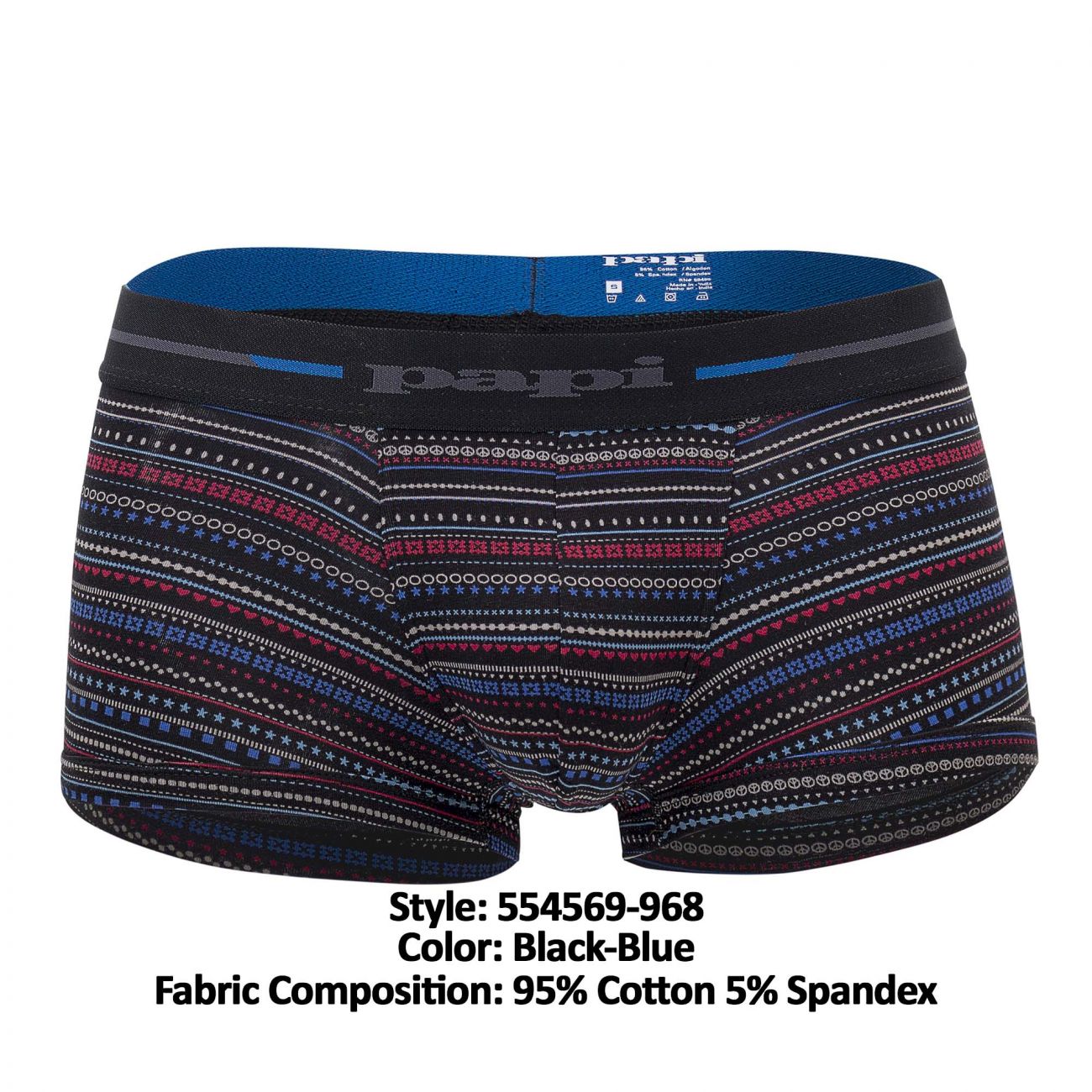 Papi 554569-968 Pencil Stripes Brazilian Trunks Black Blue