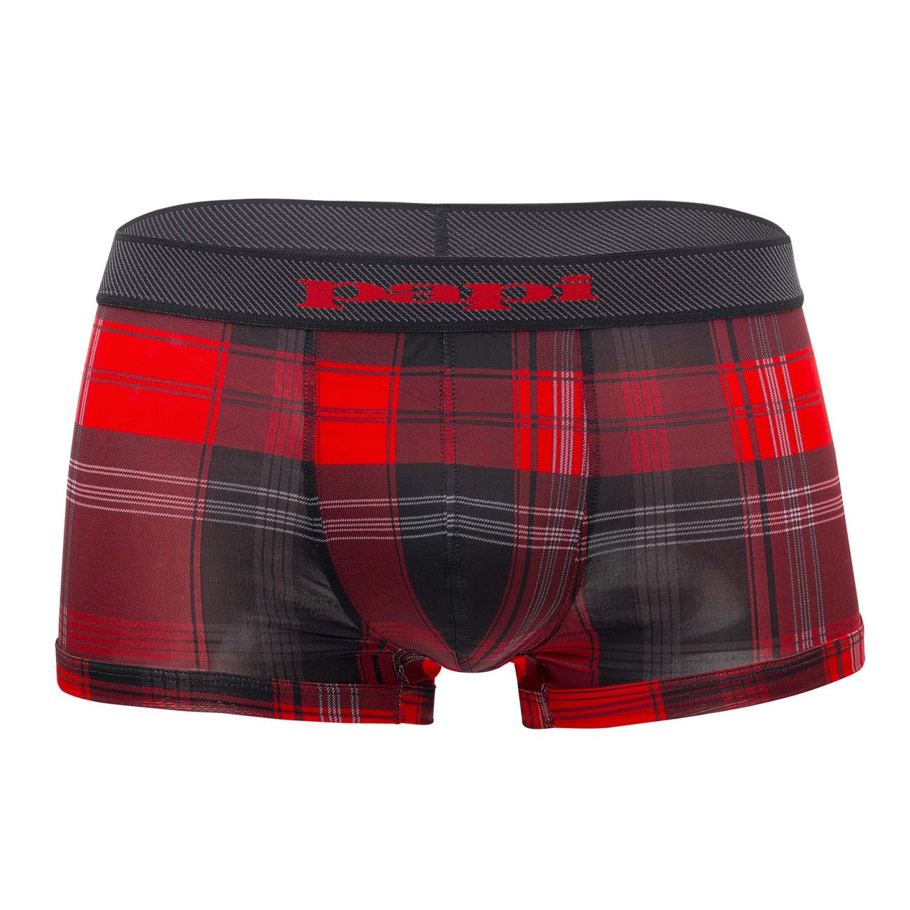 Papi 626182-982 Cool2 2PK Solid-Print Brazilian Trunks Black Red