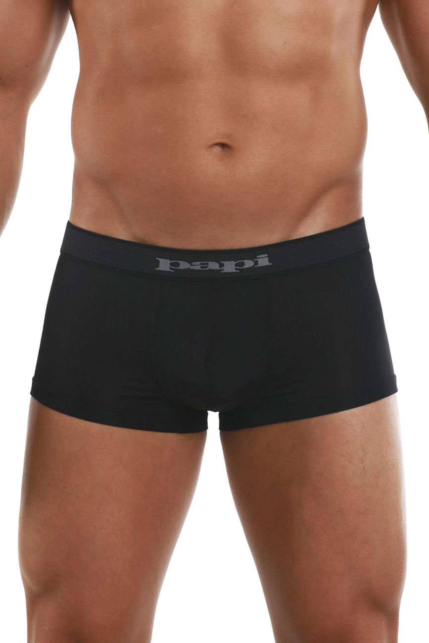 Papi 626183-962 Cool2 2PK Solid-Print Brazilian Trunks Black Gray