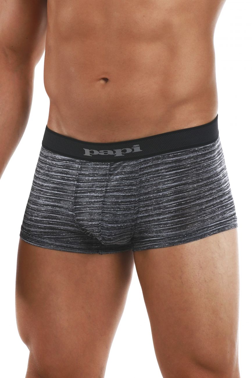 Papi 626183-962 Cool2 2PK Solid-Print Brazilian Trunks Black Gray