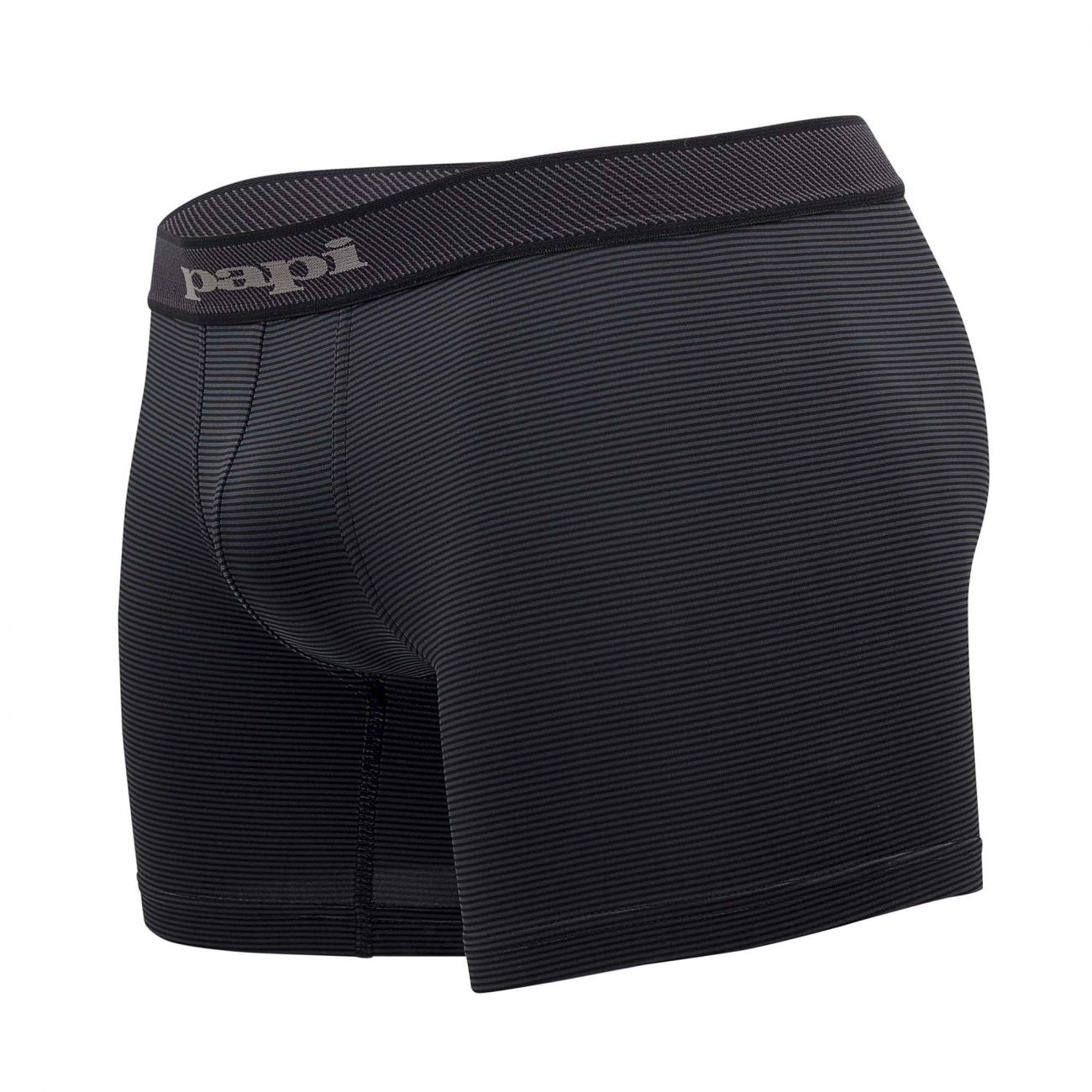 Papi 626185-962 Cool2 2PK Solid Boxer Briefs Black Gray