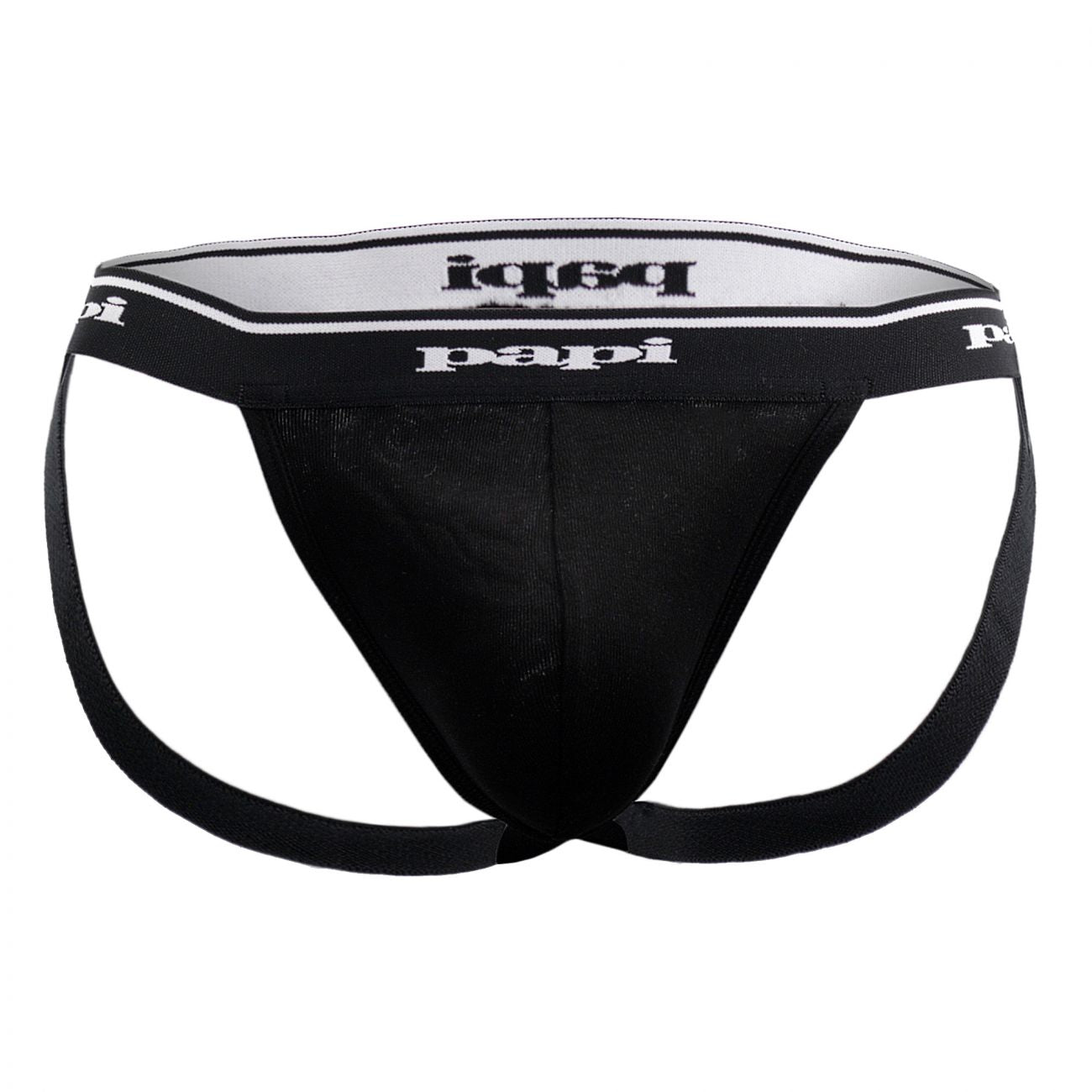 Papi 705910-001 3PK 1X1 Rib Jockstrap Black