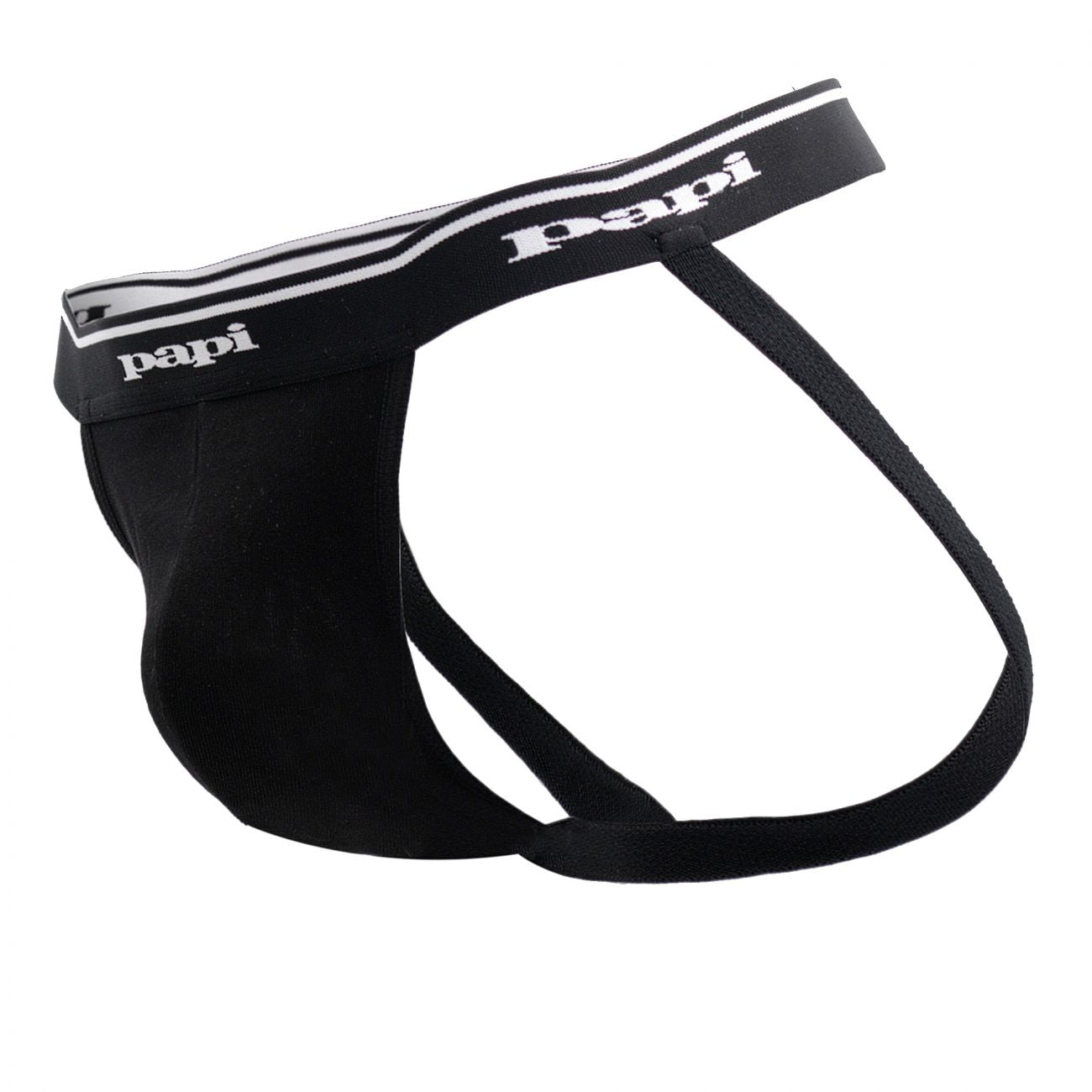 Papi 705910-001 3PK 1X1 Rib Jockstrap Black