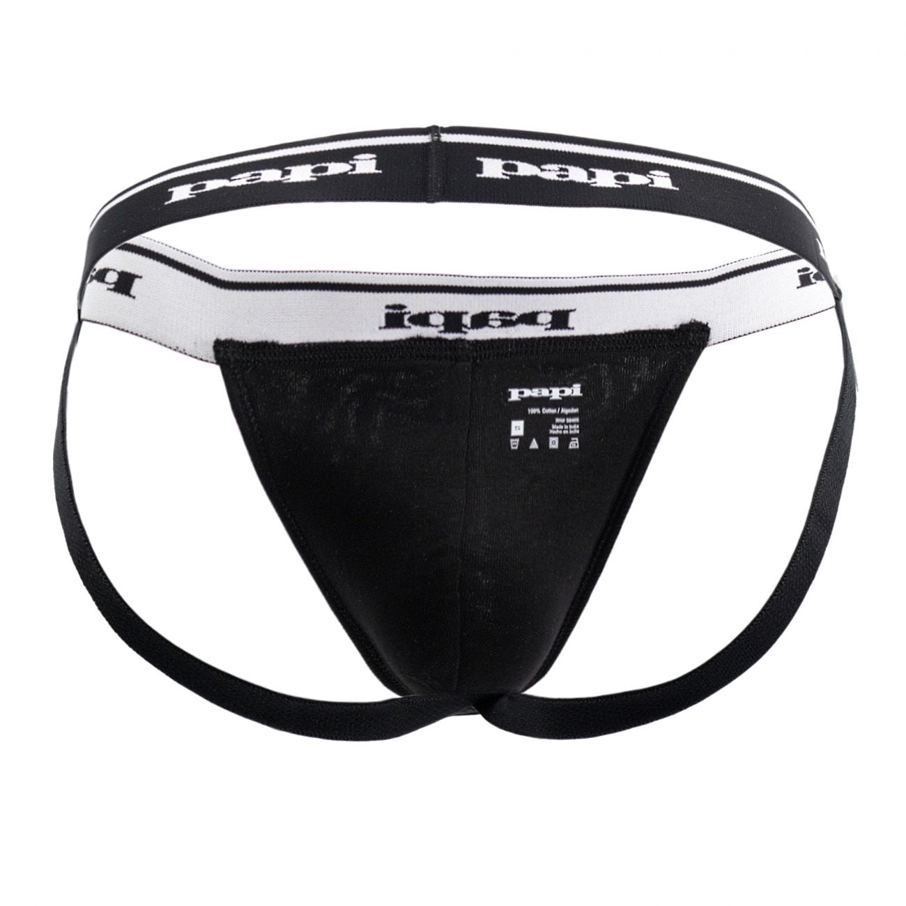 Papi 705910-001 3PK 1X1 Rib Jockstrap Black