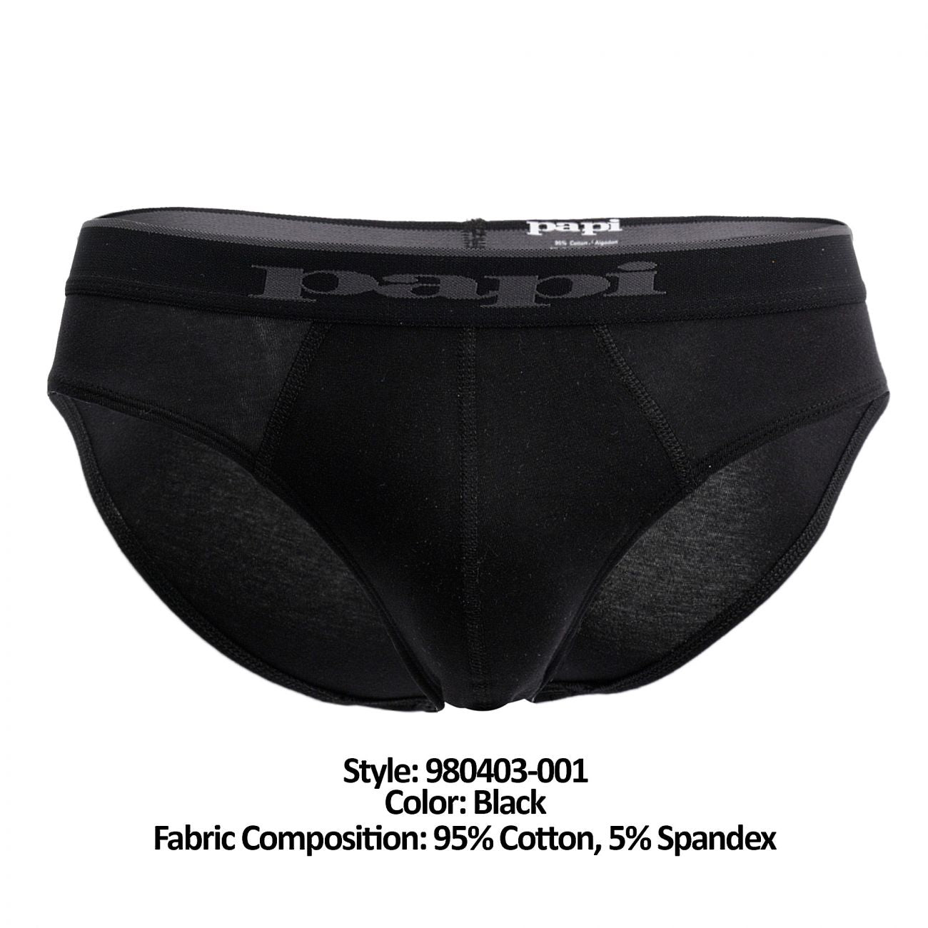 Papi 980403-001 3PK Cotton Stretch Brief Black