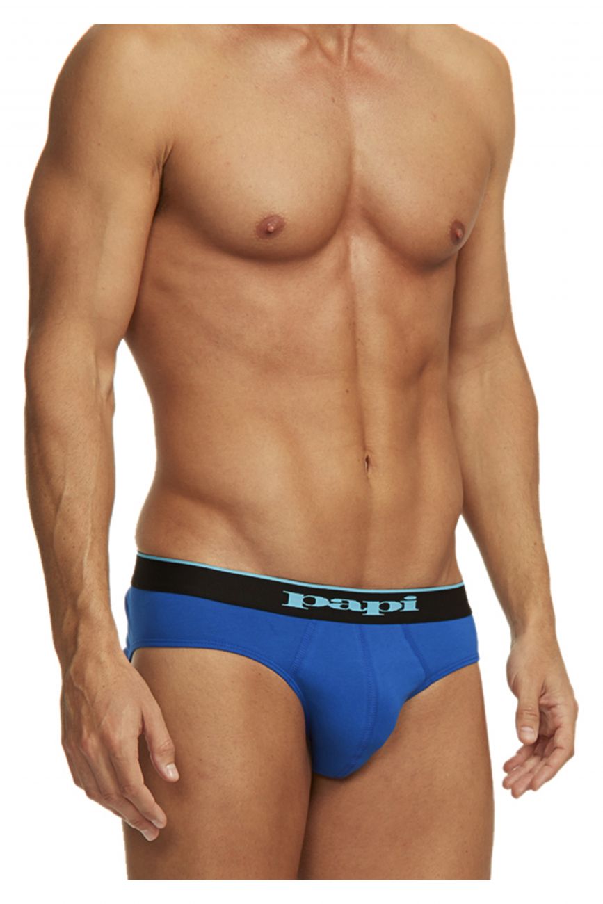 Papi 980403-941 3PK Cotton Stretch Brief Black-Cobalt-Blue