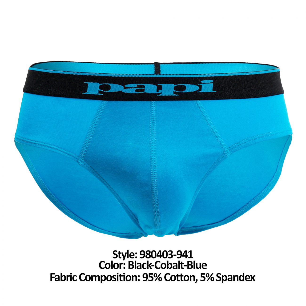 Papi 980403-941 3PK Cotton Stretch Brief Black-Cobalt-Blue