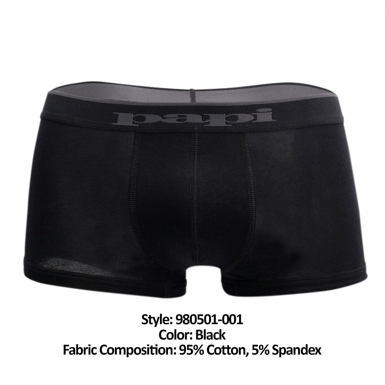 Papi 980501-001 3PK Cotton Stretch Brazilian Black