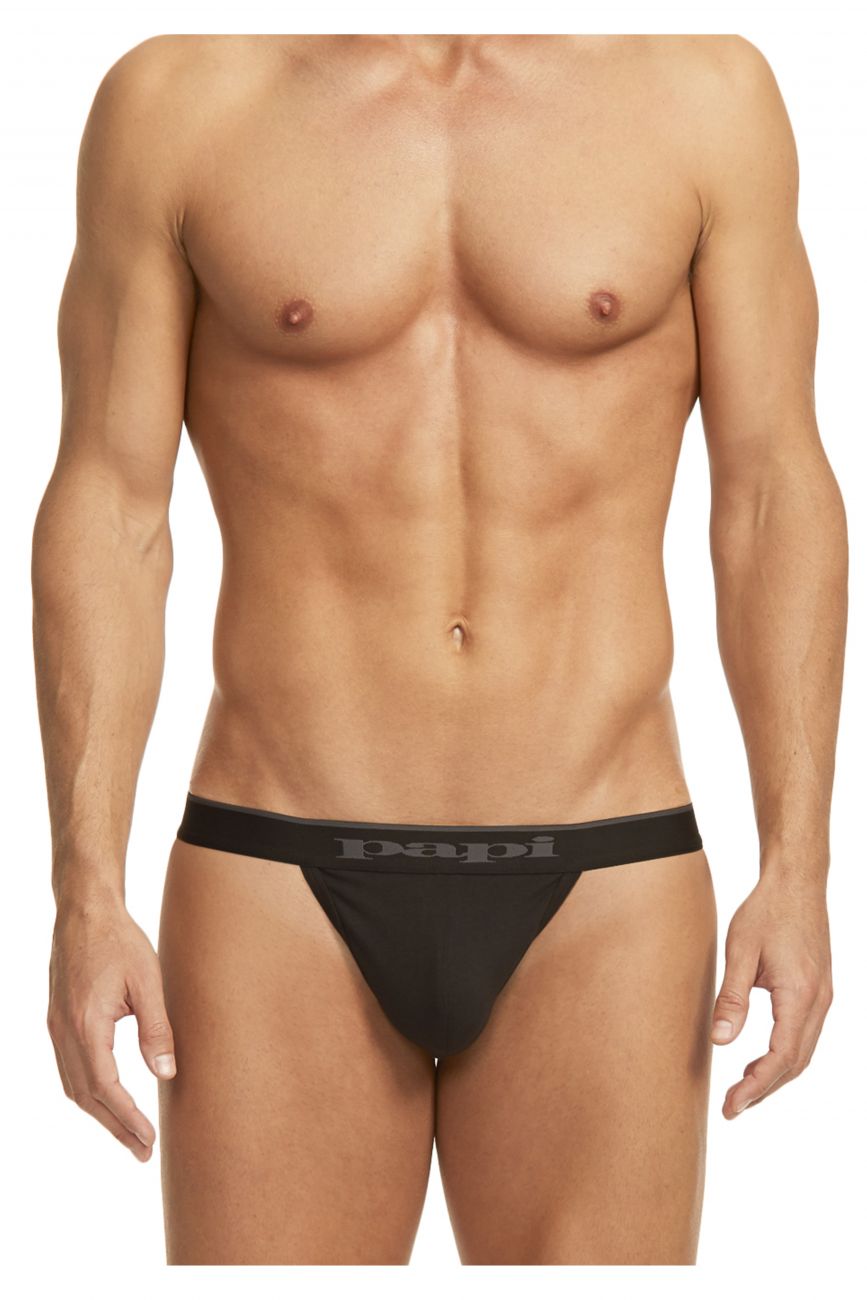 Papi 980902-001 3PK Cotton Stretch Thong Black