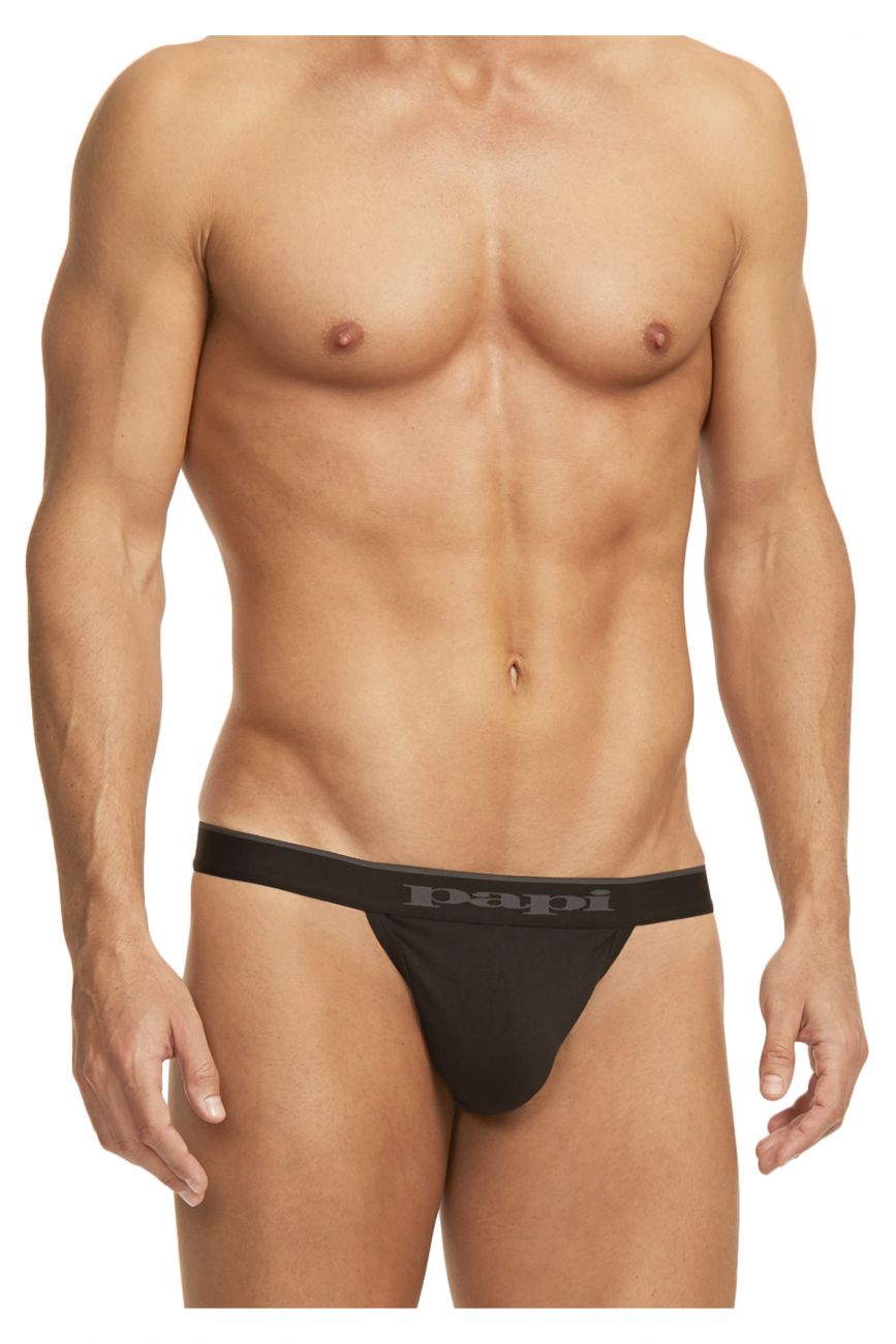 Papi 980902-001 3PK Cotton Stretch Thong Black