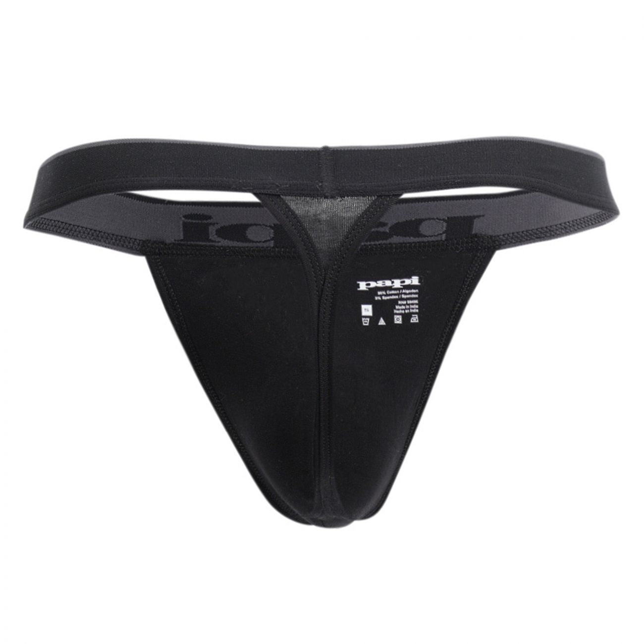 Papi 980902-001 3PK Cotton Stretch Thong Black