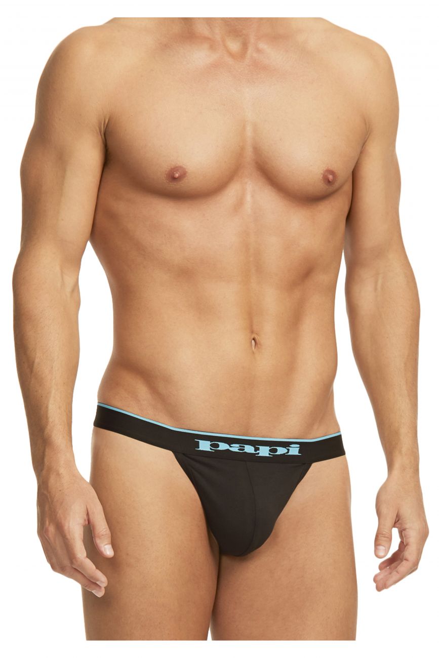 Papi 980902-941 3PK Cotton Stretch Thong Black-Cobalt-Blue