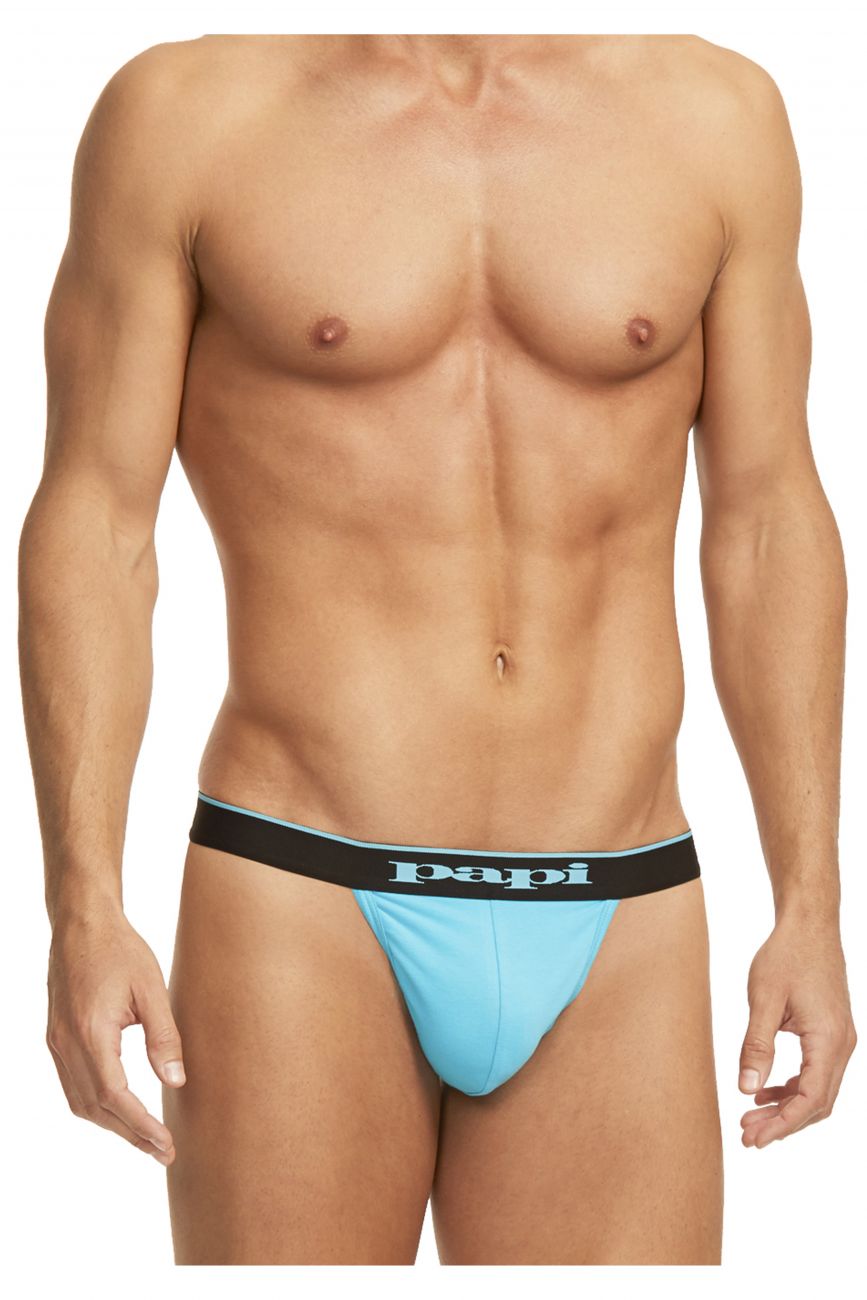 Papi 980902-941 3PK Cotton Stretch Thong Black-Cobalt-Blue