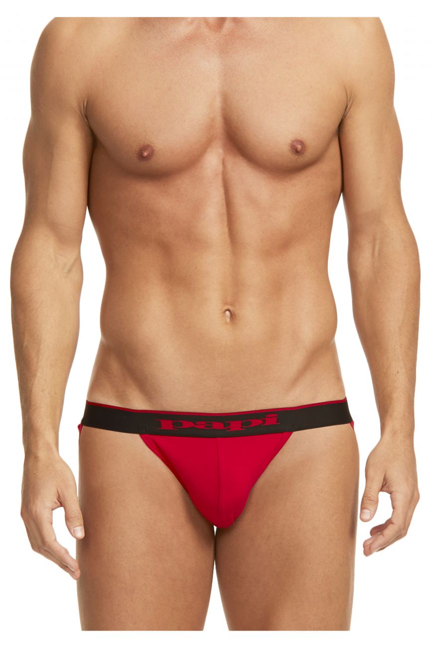 Papi 980911-950 980911-950 3PK Cotton Stretch Jockstrap Red-Gray-Black