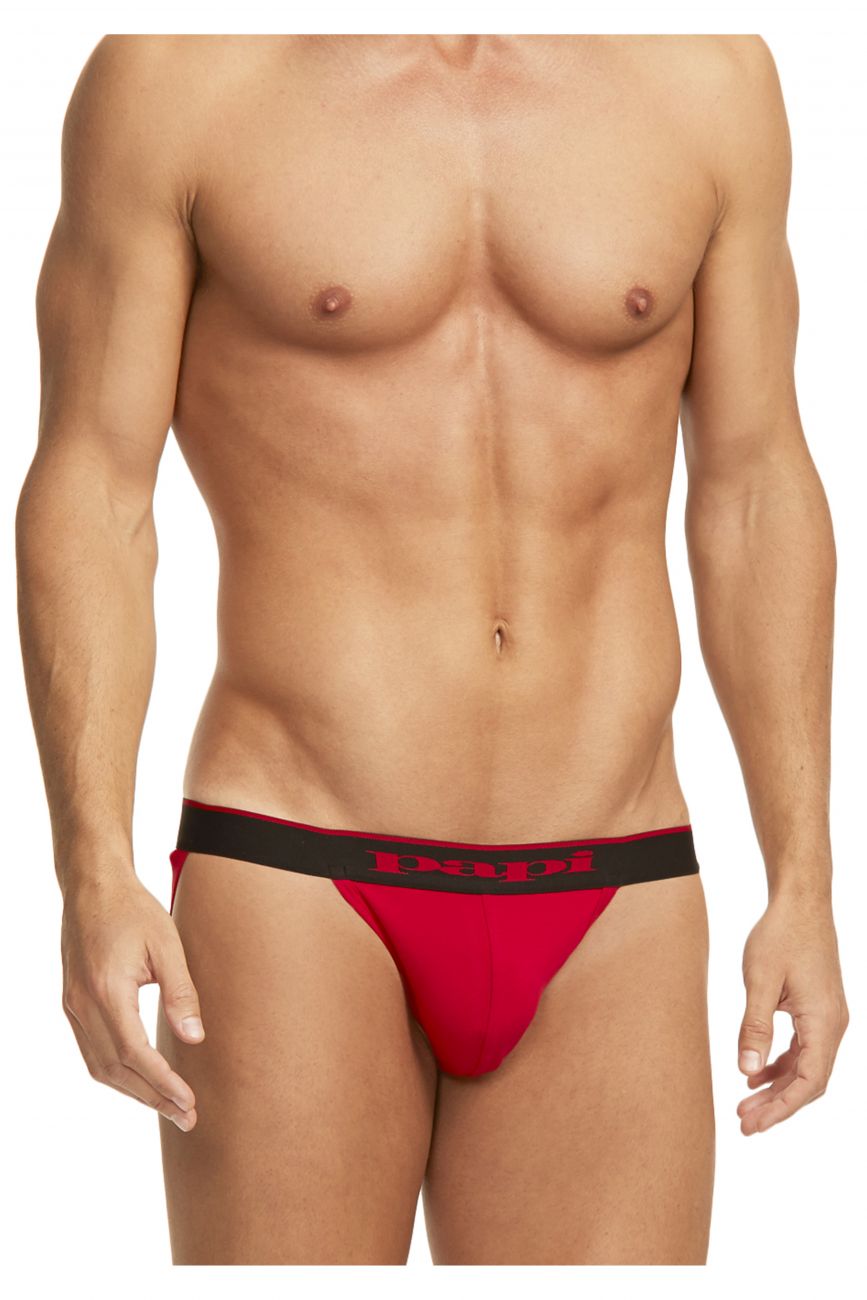 Papi 980911-950 980911-950 3PK Cotton Stretch Jockstrap Red-Gray-Black