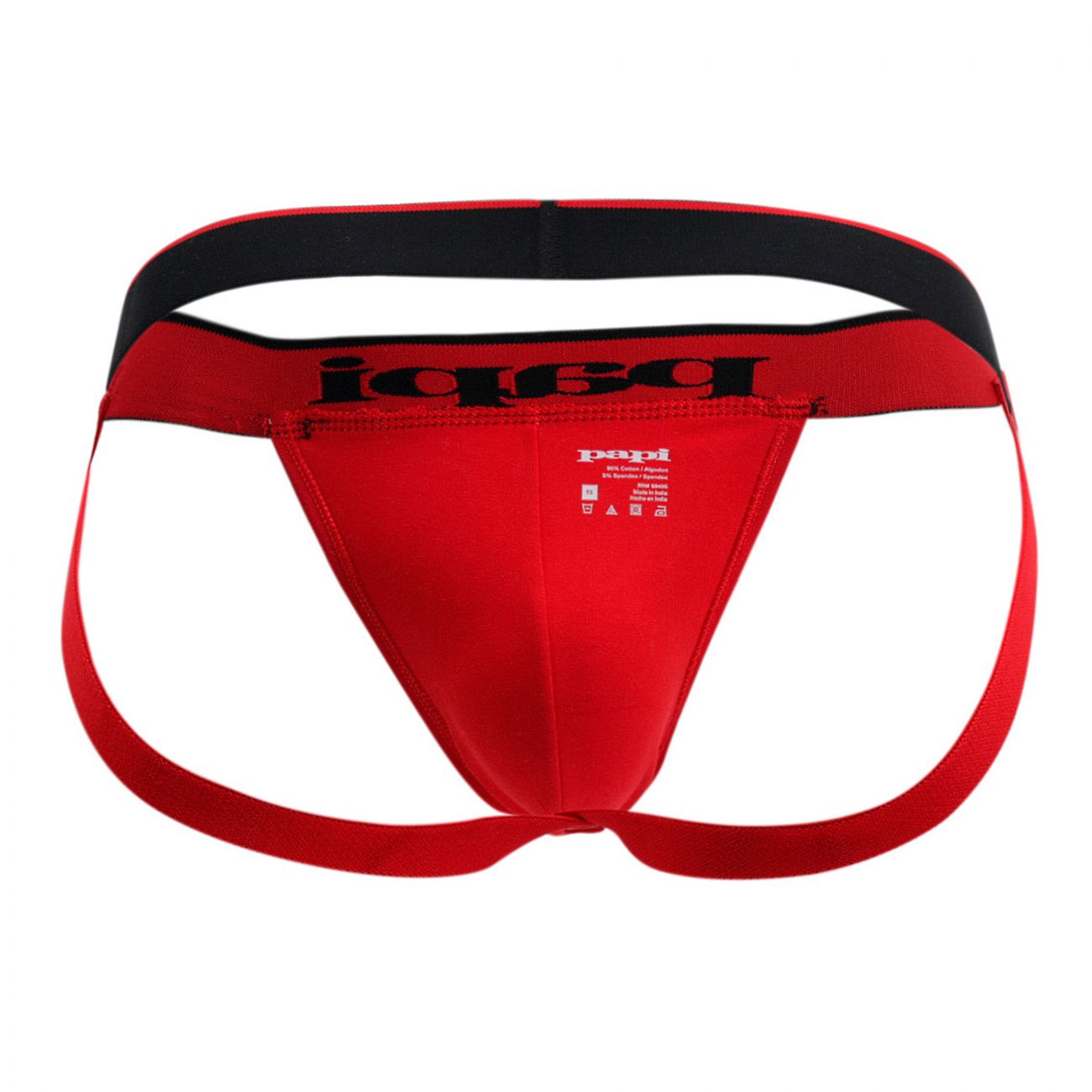 Papi 980911-950 980911-950 3PK Cotton Stretch Jockstrap Red-Gray-Black