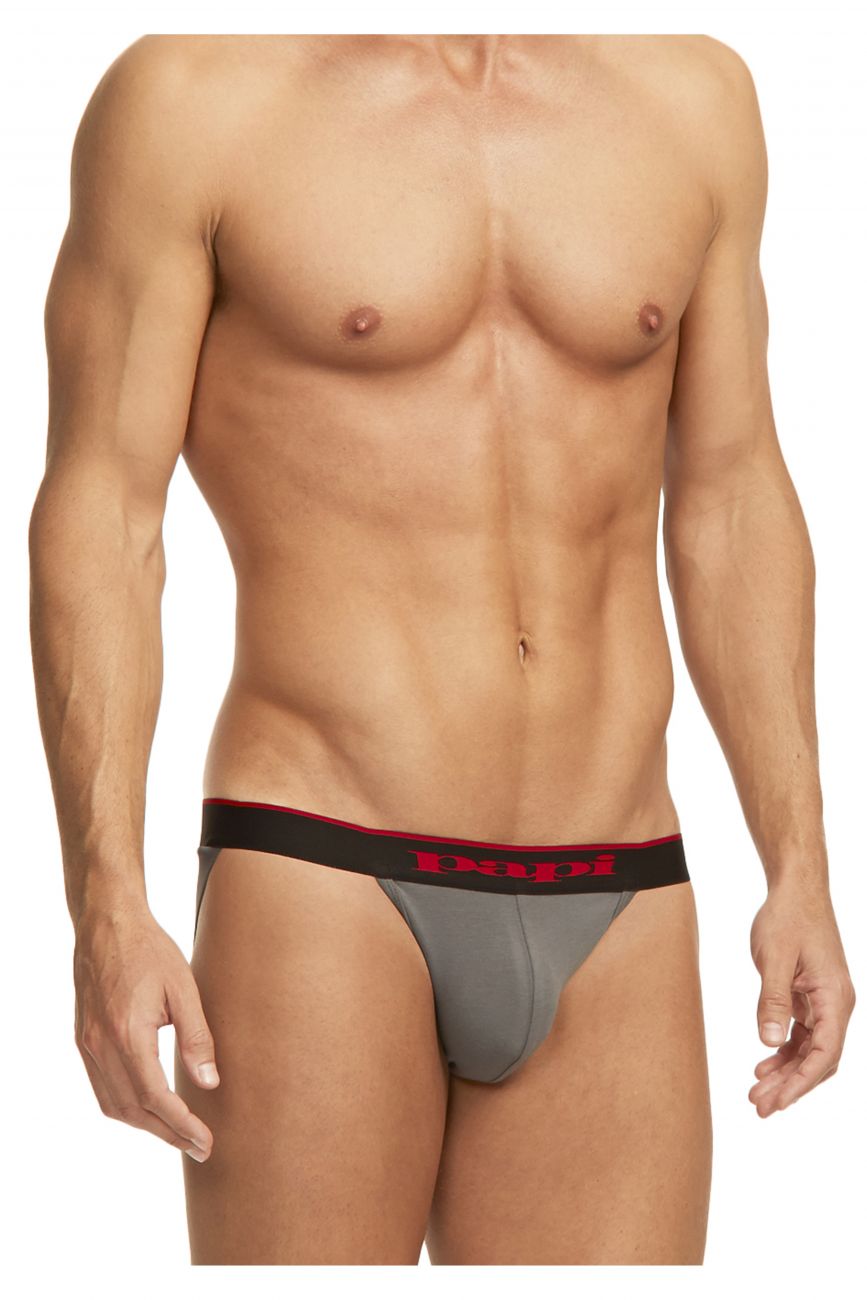 Papi 980911-950 980911-950 3PK Cotton Stretch Jockstrap Red-Gray-Black