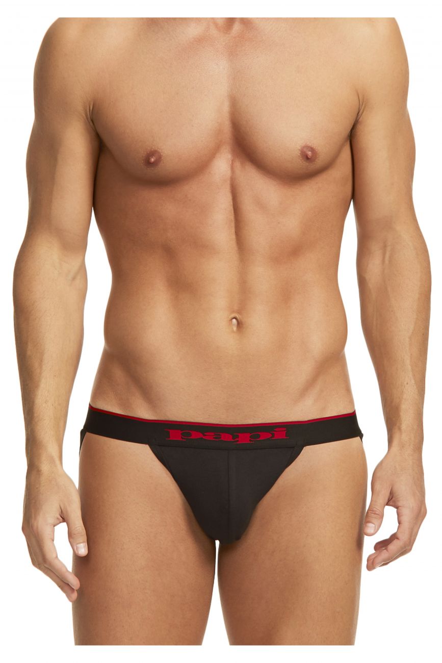 Papi 980911-950 980911-950 3PK Cotton Stretch Jockstrap Red-Gray-Black