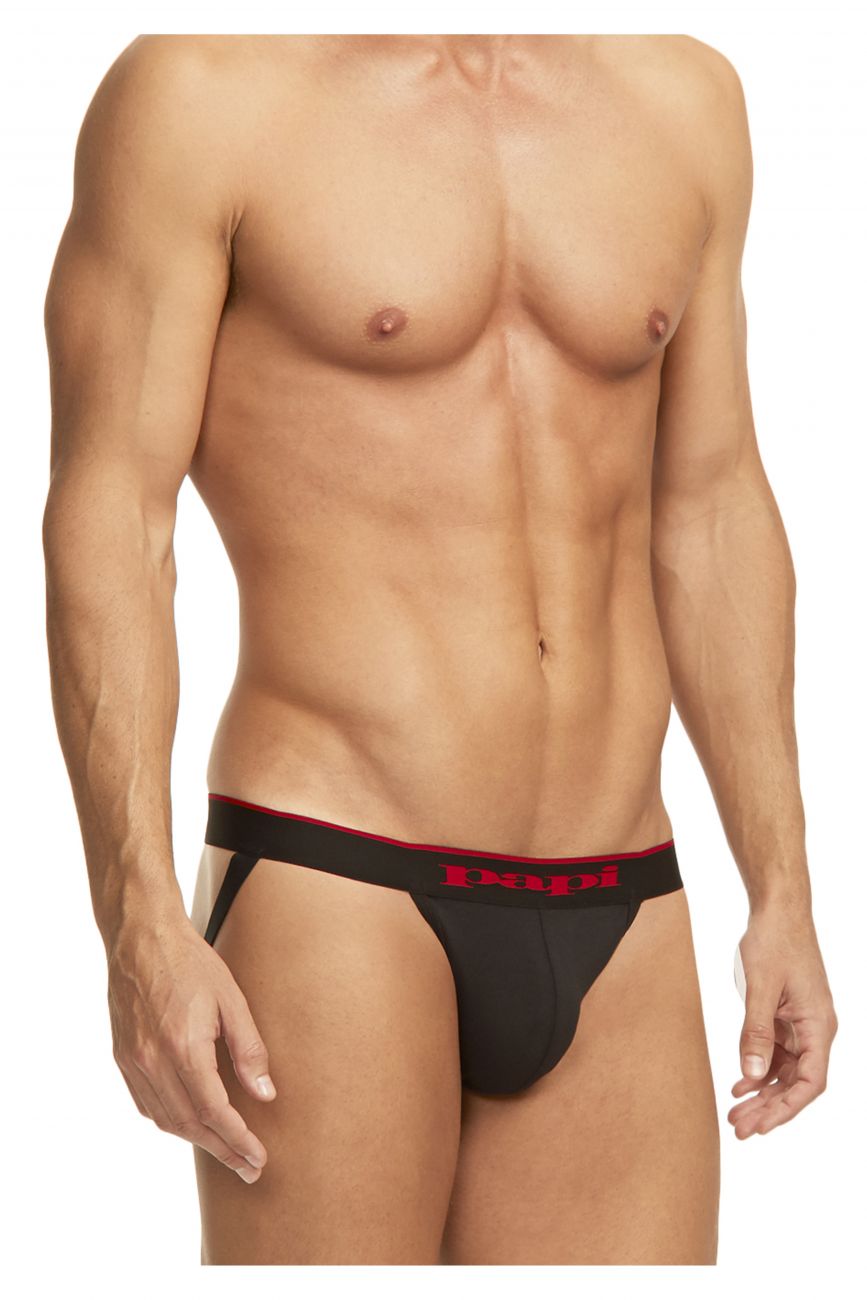 Papi 980911-950 980911-950 3PK Cotton Stretch Jockstrap Red-Gray-Black