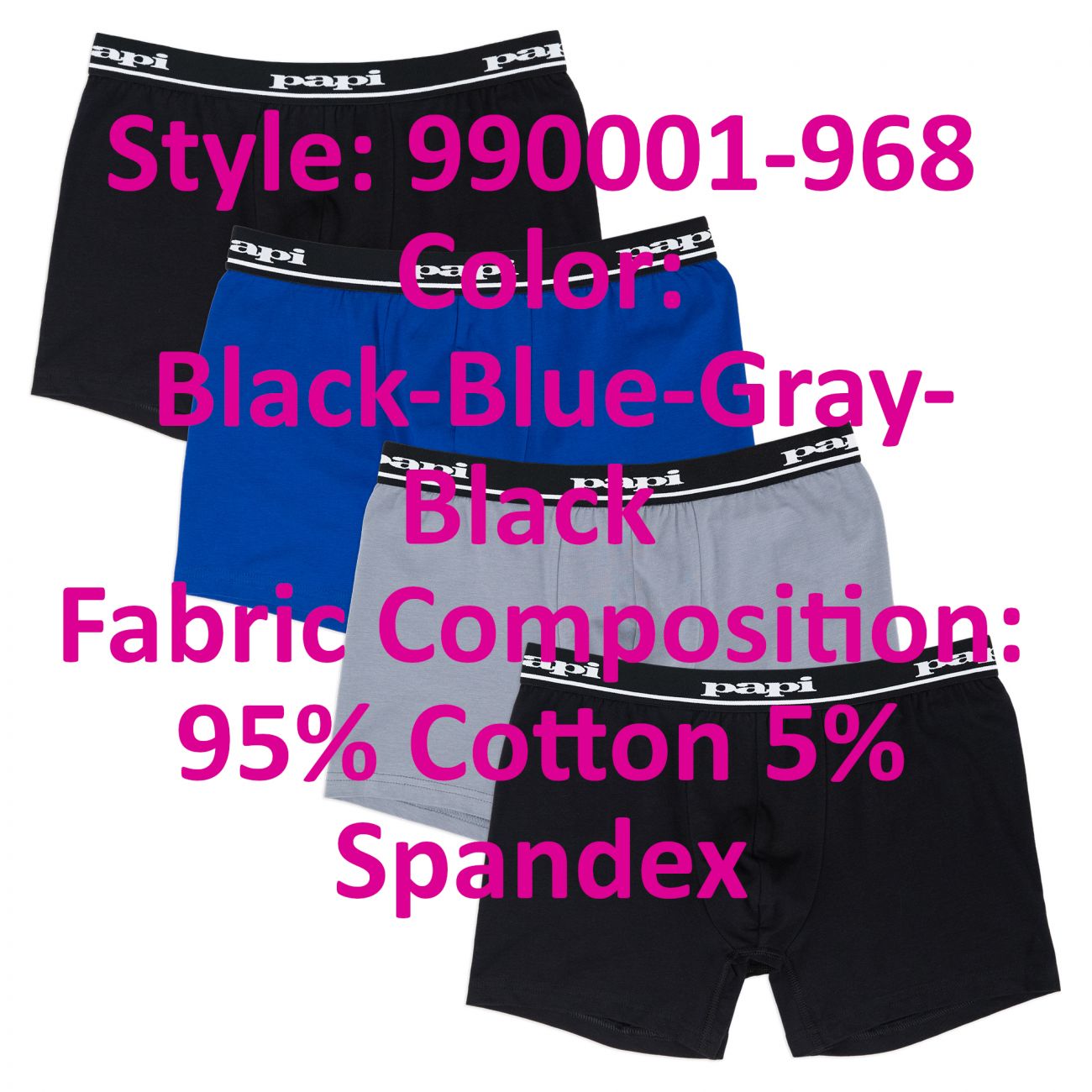 Papi 990001-968 4PK Boxer Briefs