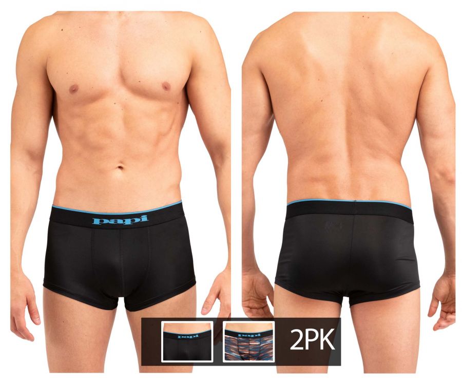 Papi MPA004 2PK Brazilian Trunks Black Blue