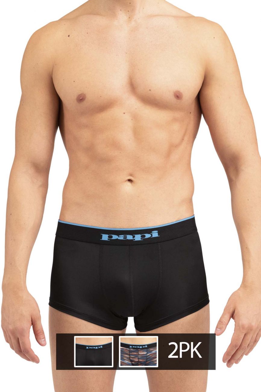 Papi MPA004 2PK Brazilian Trunks Black Blue