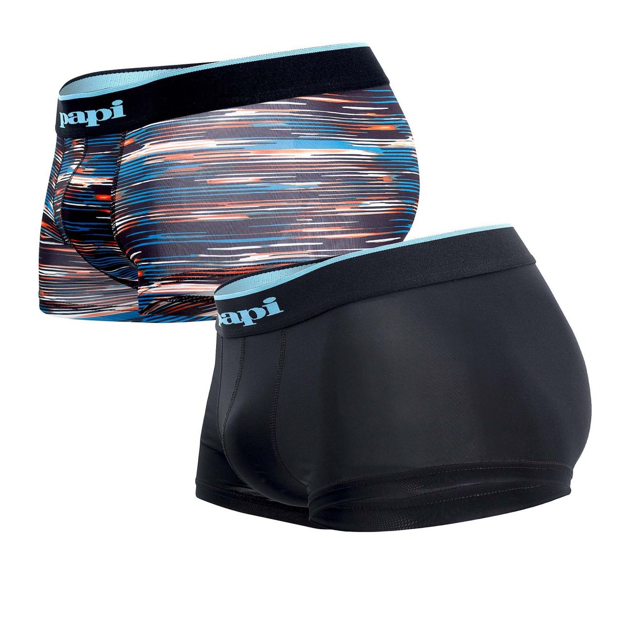 Papi MPA004 2PK Brazilian Trunks Black Blue