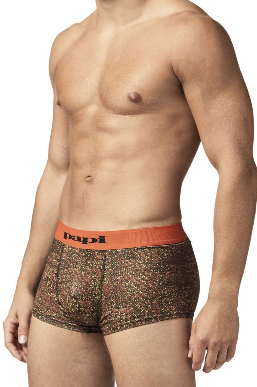 Papi UMPA050 Fashion Microflex Brazilian Trunks Orange Pixel Print