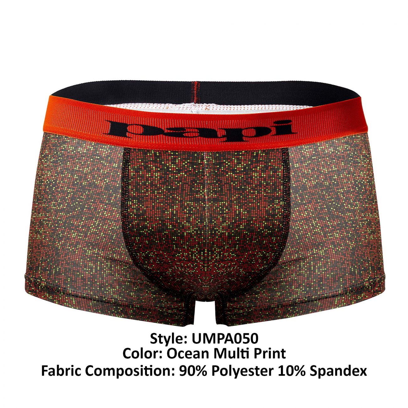 Papi UMPA050 Fashion Microflex Brazilian Trunks Orange Pixel Print