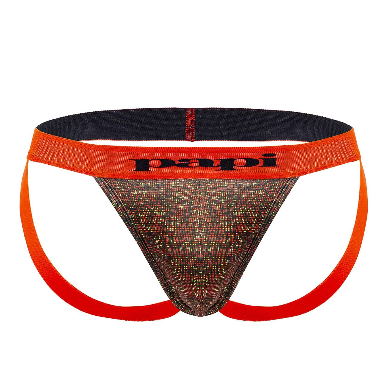 Papi UMPA051 Fashion Microflex Brazilian Jockstrap Orange Multi Print
