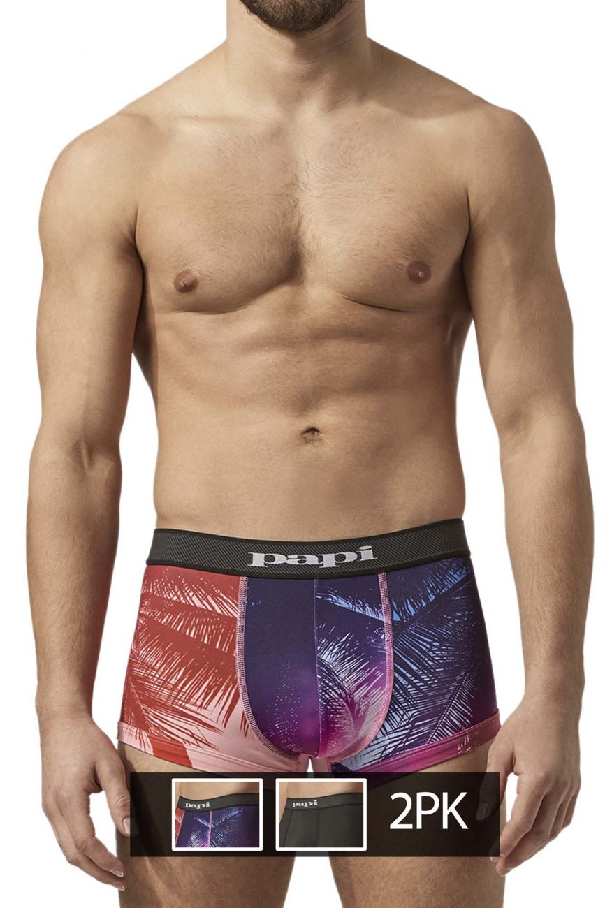 Papi UMPA076 2PK Microflex Brazilian Trunks Tropical-Black