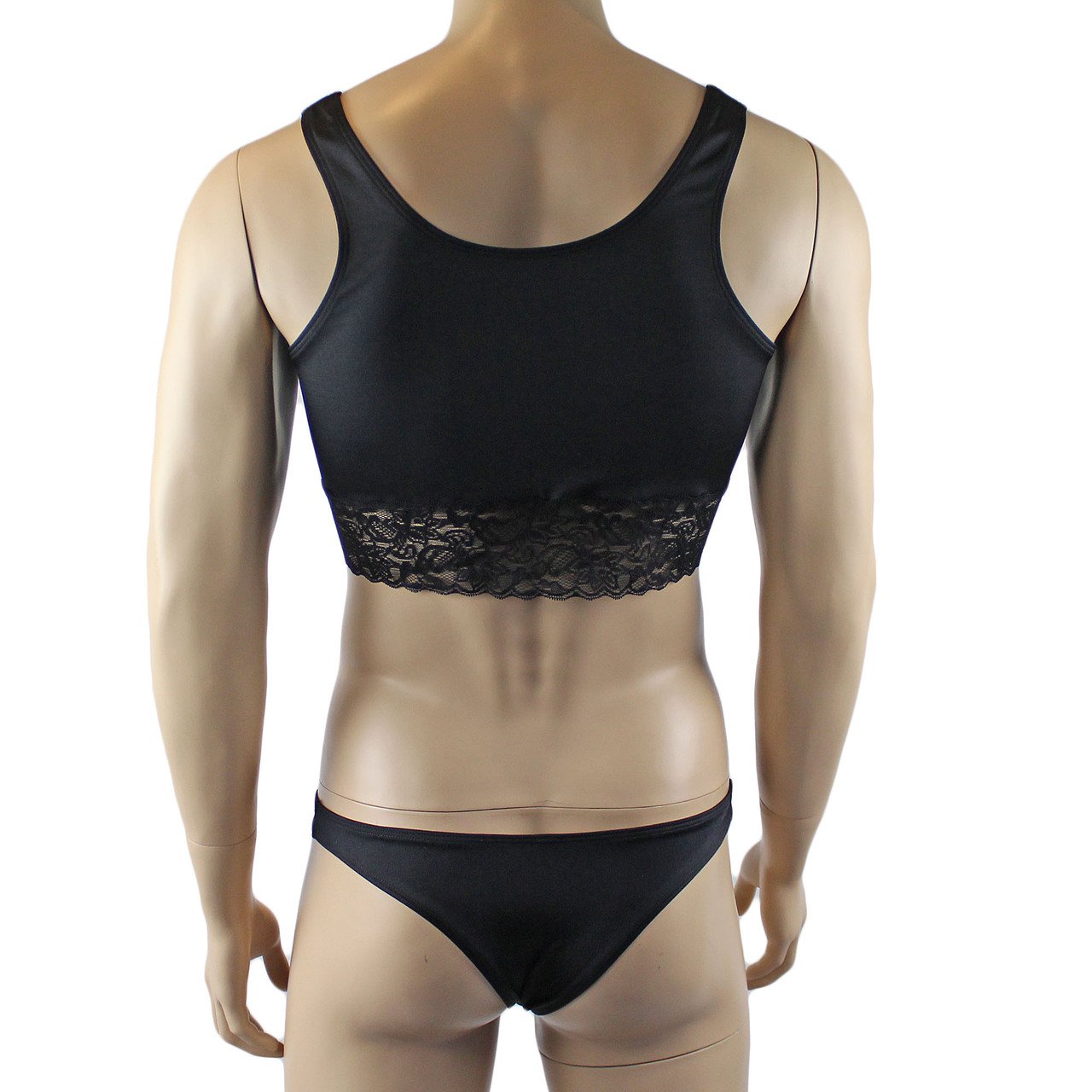 Male Lingerie Bra Camisole Top with Capri Bikini (black plus other colours)