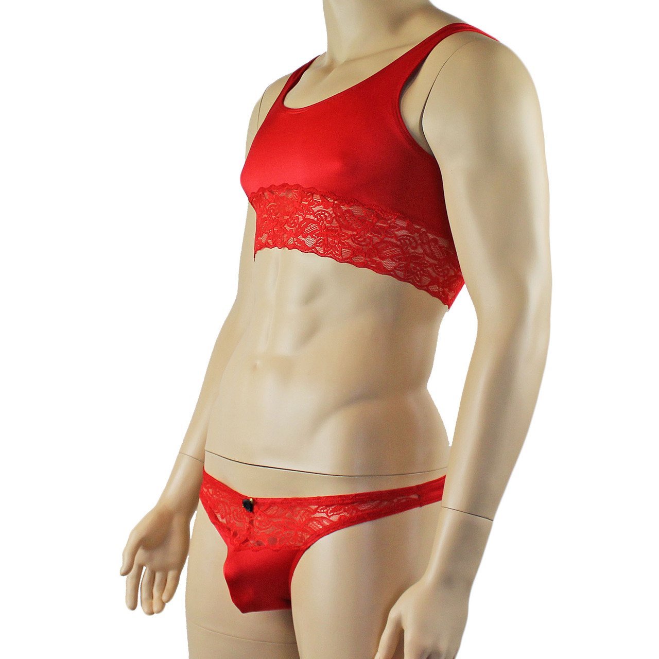 Male Lingerie Bra Camisole Top with Capri Bikini (red plus other colours)