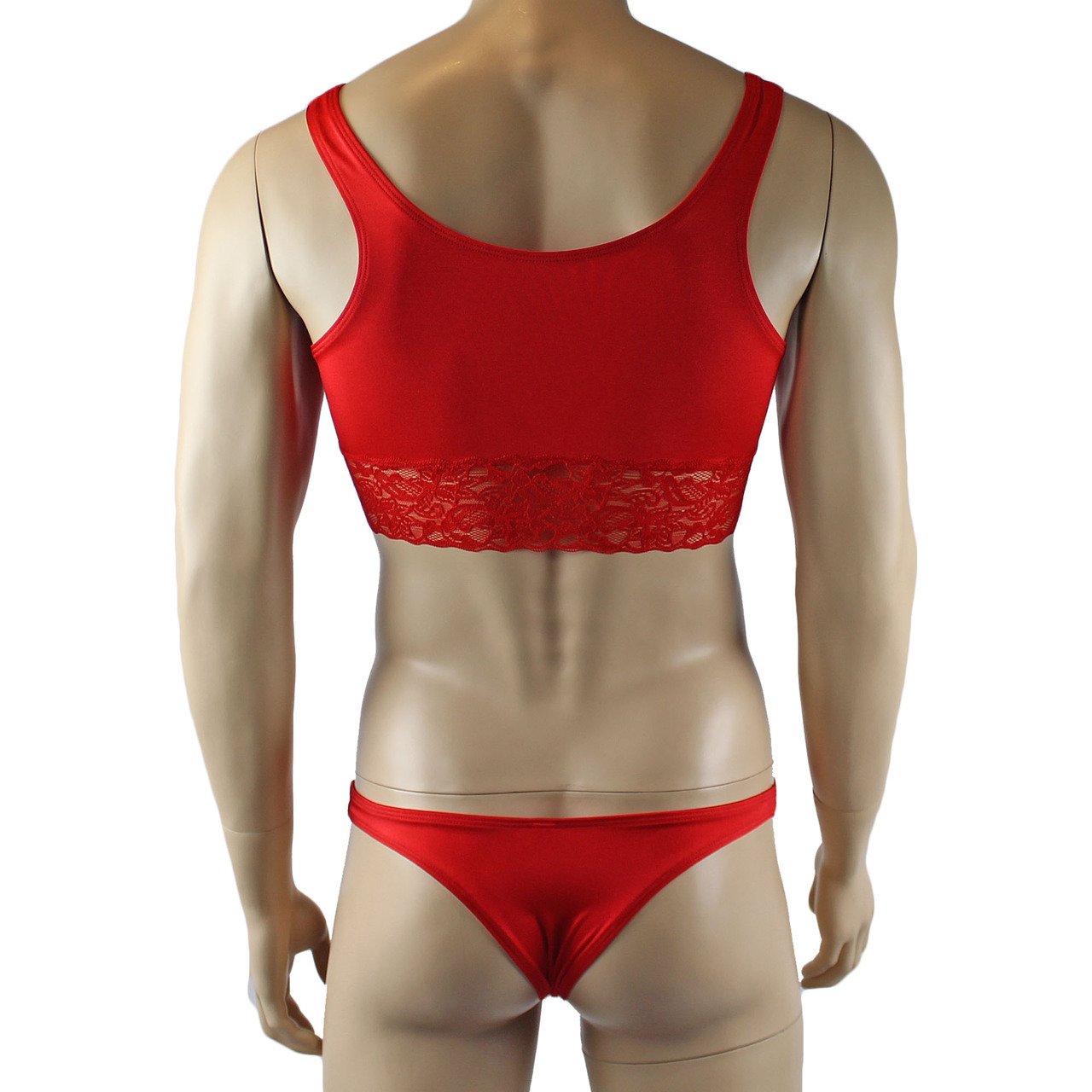 Male Lingerie Bra Camisole Top with Capri Bikini (red plus other colours)